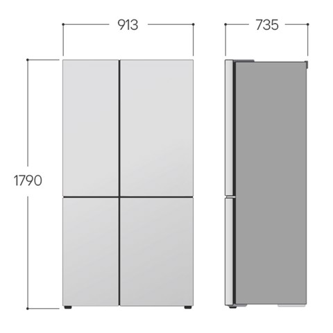 LG GSLV90PZAD Frigorifero Side-by-Side, Classe D, 635L, Wi-Fi, Con allaccio, UVnano,Grigio