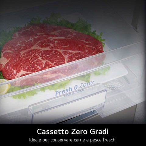 LG GTBV44SEBKD Frigorifero doppia porta 70cm, Classe E, 461L, Door & Linear Cooling, Argento