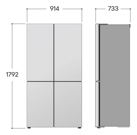 LG InstaView GMK961PY5E Frigorifero 4 porte | Classe E, 646L | Wi-Fi, Dispenser acqua senza allaccio, Door & Linear Cooling | Prime Silver