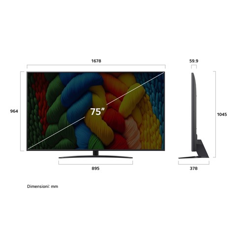 LG NanoCell AI 75NANO81A6A TV Serie NANO81 75'' 4K, α7 Gen8, HDR10, 20W, 3 HDMI con Game Optimizer, Smart TV WebOS 25