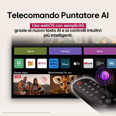 LG NanoCell AI 86NANO81A6A TV Serie NANO81 86'' 4K, α7 Gen8, HDR10, 20W, 3 HDMI con Game Optimizer, Smart TV WebOS 25