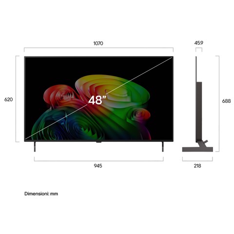 LG OLED AI 48'' Serie B6 OLED48B65LA, 4K, Nero perfetto, Dolby Vision, Processore α8 Gen3, 120Hz, G-Sync, SMART TV 2026
