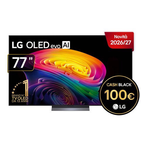 LG OLED evo AI 77'' Serie C6 OLED77C65LA, 4K, Hyper Radiant Color, Processore α11 Gen3, VRR 165Hz,G-Sync, SMART TV 2026