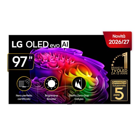 LG OLED evo AI 97'' Serie G6 OLED97G64LW, 4K, Brightness Booster, Staffa a filo muro inclusa, G-Sync, SMART TV 2026