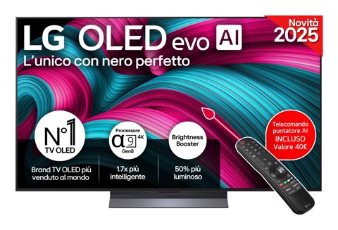 LG OLED evo AI OLED55C55LA TV Serie C5 55'' 4K, α9 Gen8, Brightness Booster, 40W, 4 HDMI, VRR 144Hz, Smart TV WebOS 25