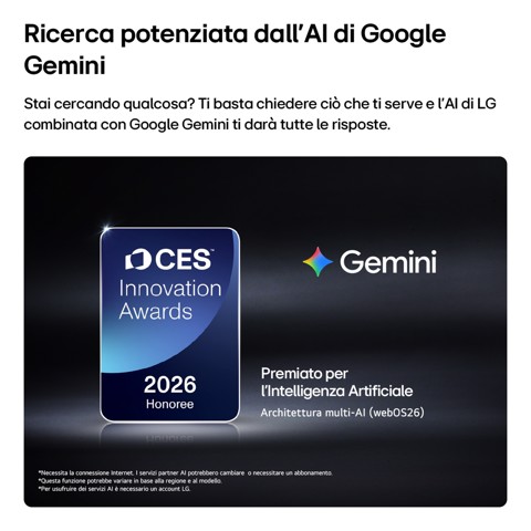 LG OLED evo AI Wallpaper TV 77'' W6 OLED77W69LA, 4K, spessore 9,9mm, True Wireless, Staffe filo muro SMART TV 2026