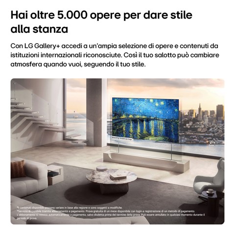 LG OLED evo AI Wallpaper TV 77'' W6 OLED77W69LA, 4K, spessore 9,9mm, True Wireless, Staffe filo muro SMART TV 2026