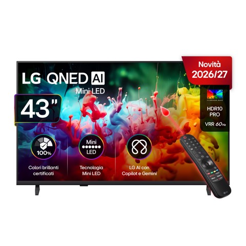 LG QNED AI MiniLED 43'' Serie QNED70B 43QNED70B6C, 4K, AI Magic Remote, 100% Volume colore, 3 HDMI, 20W, SMART TV 2026