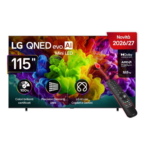 LG QNED evo AI MiniLED 115'' Serie QNED93B 115QNED93B6, 4K, Dolby Vision, Precision Dimming Pro, VRR 165Hz,SMART TV 2026