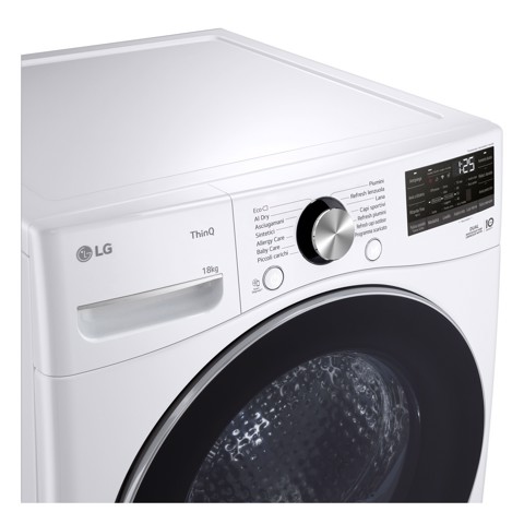 LG RH18U8AVCW Asciugatrice 18kg Pompa di calore DUAL Inverter Classe D, Motore Direct Drive, AI Dry, Wi-Fi, Bianca