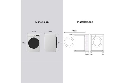 LG RNX5009TWBB asciugatrice Libera installazione Caricamento frontale 9 kg Bianco