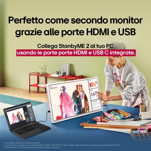 LG StanbyME 2 27LX6TDGA schermo super portatile 27'' touchscreen, webOS, HDMI, USB-C 2025