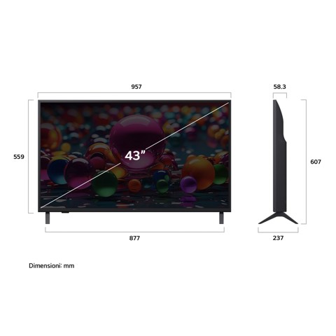 LG UHD AI 43UA75006LA TV Serie UA75 43'' 4K, α7 Gen8, HDR10, 20W, 3 HDMI con Game Optimizer, Smart TV WebOS 25