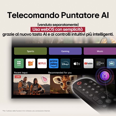 LG UHD AI 50UA74006LB TV webOS Serie UA74 50'' 4K, α7 Gen8, HDR10, 20W, 3 HDMI con Game Optimizer, Smart TV WebOS 2025