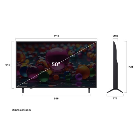 LG UHD AI 50UA75006LA TV Serie UA75 50'' 4K, α7 Gen8, HDR10, 20W, 3 HDMI con Game Optimizer, Smart TV WebOS 25