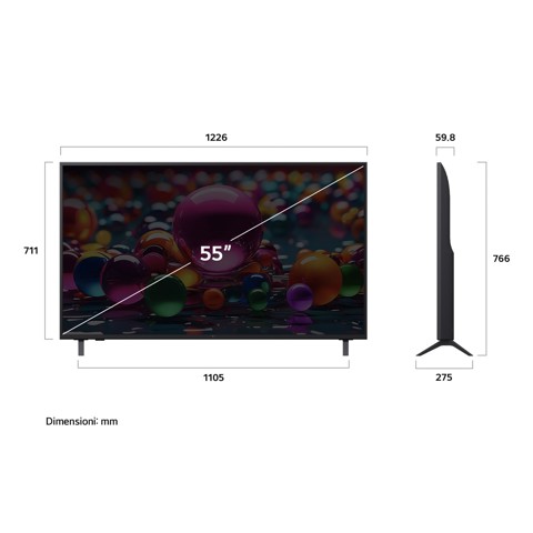 LG UHD AI 55UA75006LA TV Serie UA75 55'' 4K, α7 Gen8, HDR10, 20W, 3 HDMI con Game Optimizer, Smart TV WebOS 25