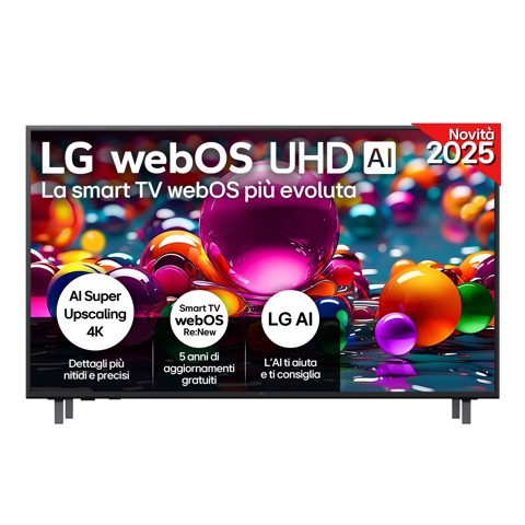 LG UHD AI 65UA75006LA TV Serie UA75 65'' 4K, α7 Gen8, HDR10, 20W, 3 HDMI con Game Optimizer, Smart TV WebOS 25