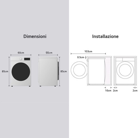 LG W4NX1095NWB Lavasciuga 9/5kg Serie X1, Classe A/E, 6 Motion Direct Drive, Wi-Fi, 1400 giri, Allergy Care, Bianca