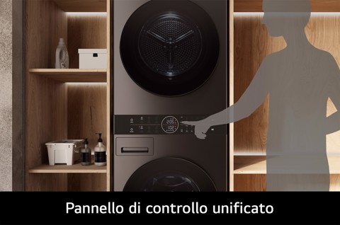 LG WashTower WT1210BBF Colonna Bucato Lavatrice + Asciugatrice 12/10kg AI DD, Classe A-10%/A+++, Pannello unificato