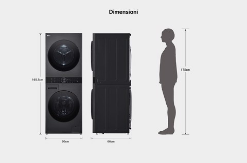 LG WashTower WT1210BBF Colonna Bucato 12/10kg AI DD, Classe A, Pannello unificato