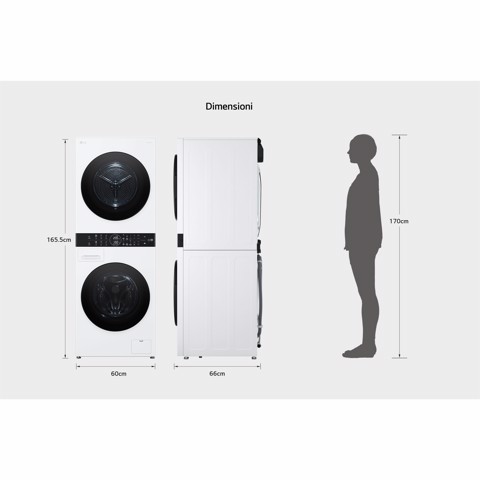 LG WashTower WT1210WWF Colonna Bucato 12/10kg AI DD, Classe A, Pannello unificato