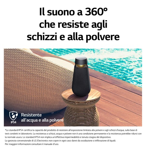 LG XBOOM 360 XO3, Speaker omnidirezionale 50W, Illuminazione, IP54, Bluetooth 5.1, Beige