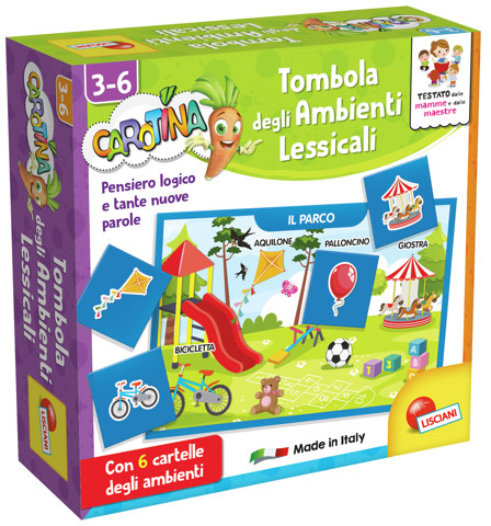 Lisciani Carotina quadrotte tombola ambienti lessicali