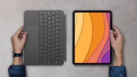 Logitech Combo Touch Custodia con Tastiera per iPad Air (4. gen - 2020) - Tastiera Retroilluminata Rimovibile, Trackpad Click-Anywhere, Smart Connector - Grigio.