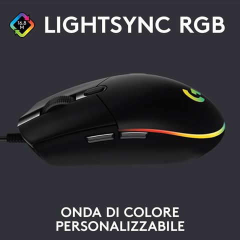 Logitech G G203 LIGHTSYNC mouse gaming a filo