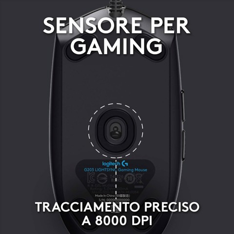 Logitech G G203 LIGHTSYNC mouse gaming a filo