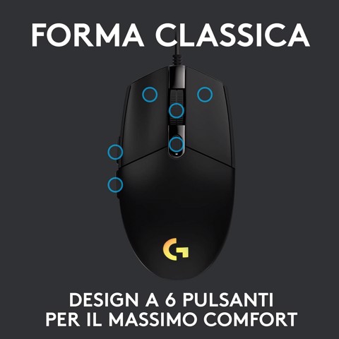 Logitech G G203 LIGHTSYNC mouse gaming a filo