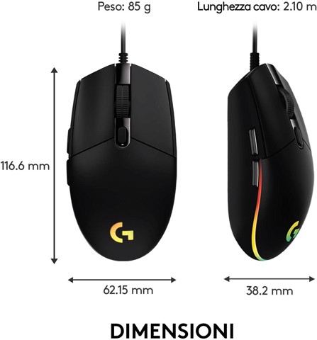 Logitech G G203 LIGHTSYNC mouse gaming a filo
