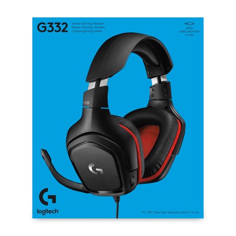 Logitech G G332 Cuffia Gaming con Microfono A Filo Nero, Rosso
