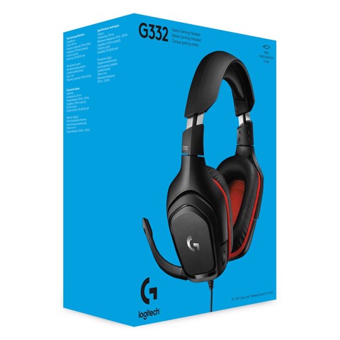 Logitech G G332 Cuffia Gaming con Microfono A Filo Nero, Rosso