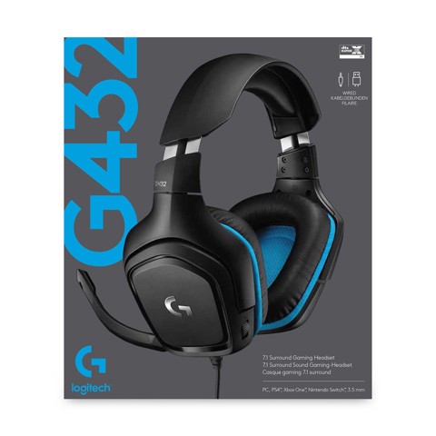 Logitech G G432 Auricolare Cablato A Padiglione Giocare Nero, Blu