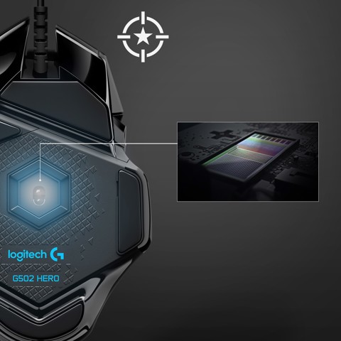 Logitech G G502 HERO mouse Mano destra USB tipo A Ottico 16000 DPI