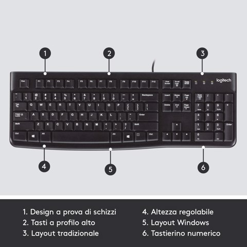 Logitech K120 Tastiera con Cavo