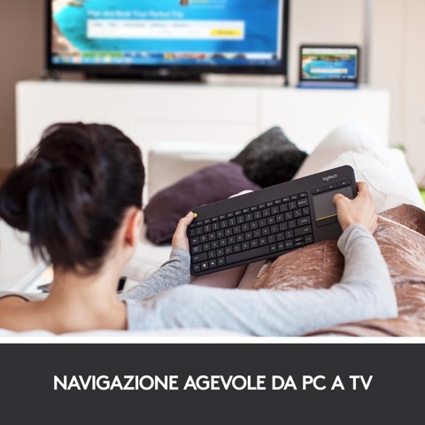Logitech K400 Plus Tastiera Wireless Touch per tv