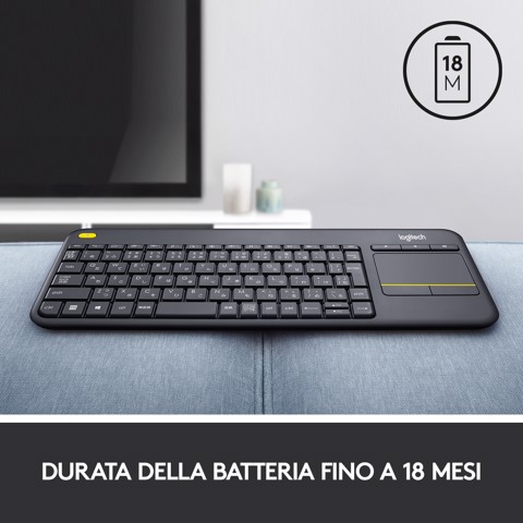 Logitech K400 Plus Tastiera Wireless Touch per tv