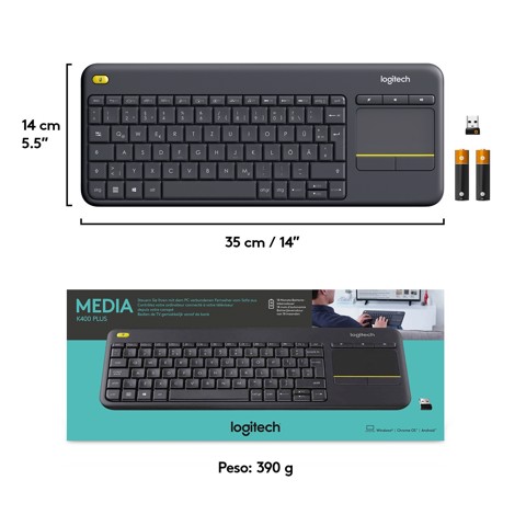 Logitech K400 Plus Tastiera Wireless Touch per tv