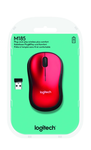 Logitech M185 mouse wireless (rosso)