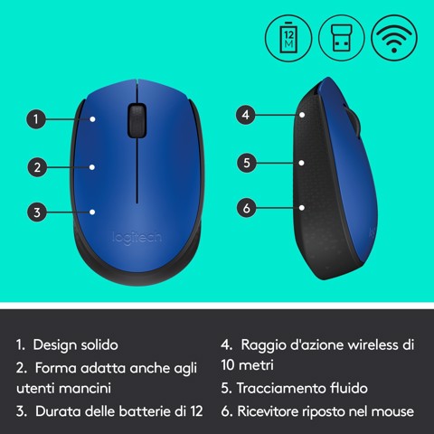 Logitech M171 mouse wireless (blu)