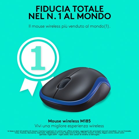 Logitech M185 mouse wireless (blu)