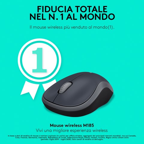 Logitech M185 mouse wireless (nero)