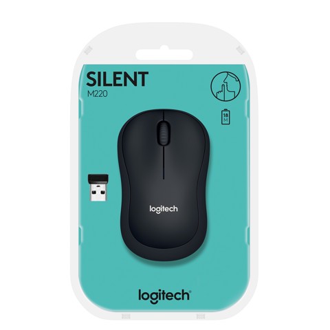 Logitech M220 SILENT Mouse Wireless, 2,4 GHz con Ricevitore USB, Tracciamento Ottico 1000 DPI, Durata Batteria di 18 Mesi, Ambidestro, Compatibile con PC, Mac, Laptop