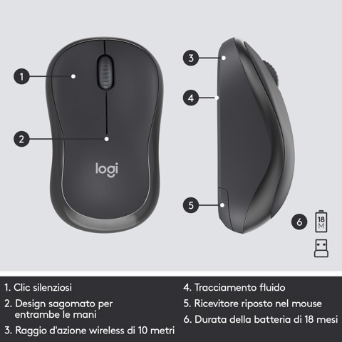 Logitech MK295 Kit Mouse e Tastiera Wireless Silent