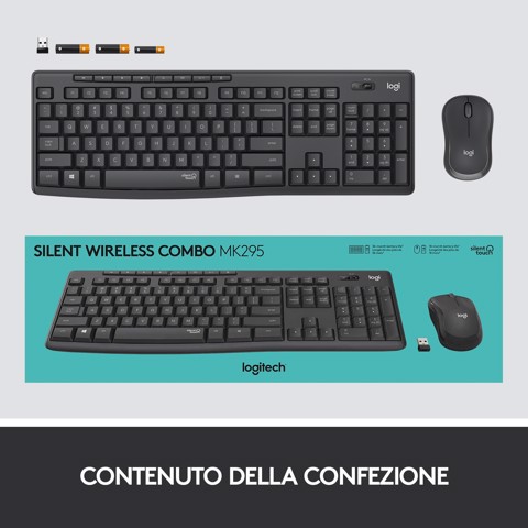 Logitech MK295 Kit Mouse e Tastiera Wireless Silent