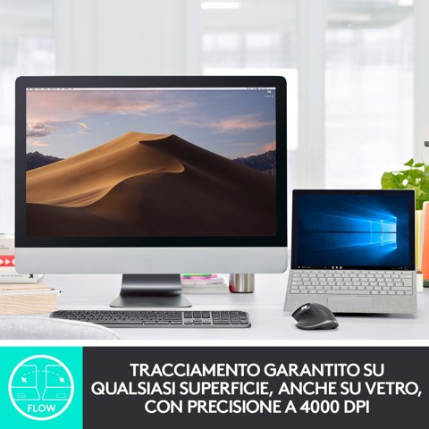 Logitech , MX Keys, tastiera wireless avanzata con illuminazione, digitazione reattiva, retroilluminazione, Bluetooth, USB-C, Apple, macOS, Microsoft Windows, Linux, iOS, Android, struttura in metallo