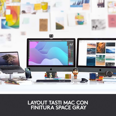 Logitech MX Keys Tastiera Wireless Illuminata Avanzata per Mac, Digitazione Tattile, Tasti Retroilluminati a LED, Bluetooth, USB-C, Batteria 10 giorni, Apple macOS, Struttura Metallica