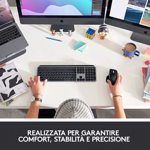 Logitech MX Keys Tastiera Wireless Illuminata Avanzata per Mac, Digitazione Tattile, Tasti Retroilluminati a LED, Bluetooth, USB-C, Batteria 10 giorni, Apple macOS, Struttura Metallica